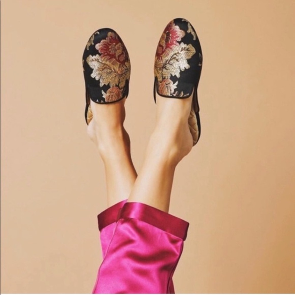 Birdies Phoebe Floral Jacquard Flat Slide Size 7 EUC